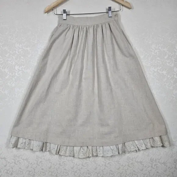 Vintage Cream Midi Skirt - Picture 3 of 13